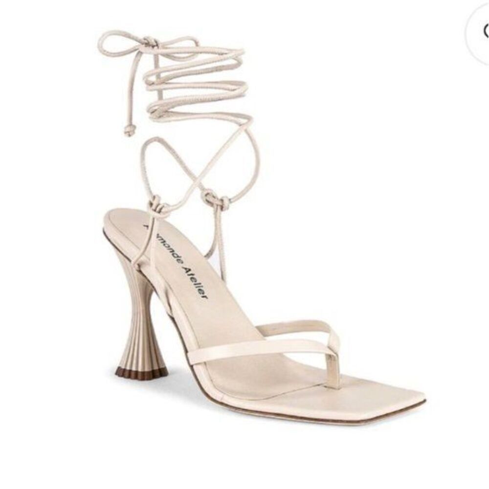 A'mmonde Atelier Anastassia 100 Ankle Tie in Ivory Heeled Sandals Women’s 37 1/2